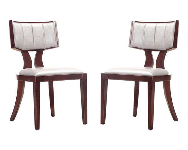 Manhattan Comfort Pulitzer Traditional Dining Chairs - Set of 2 Silver and Walnut DC001-SV
