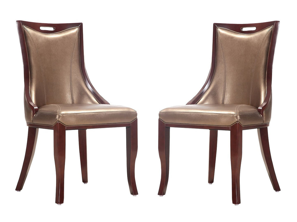 Manhattan Comfort Emperor Traditional Dining Chairs - Set of 2 Bronze and Walnut DC002-BZ