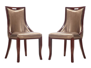 Manhattan Comfort Emperor Traditional Dining Chairs - Set of 2 Bronze and Walnut DC002-BZ