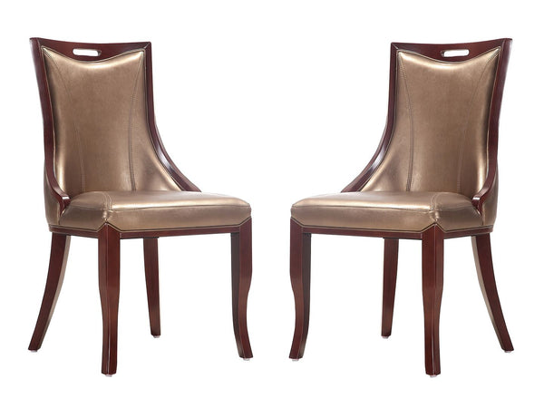 Manhattan Comfort Emperor Traditional Dining Chairs - Set of 2 Bronze and Walnut DC002-BZ
