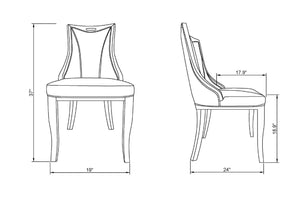 Manhattan Comfort Emperor Traditional Dining Chairs - Set of 2 Bronze and Walnut DC002-BZ