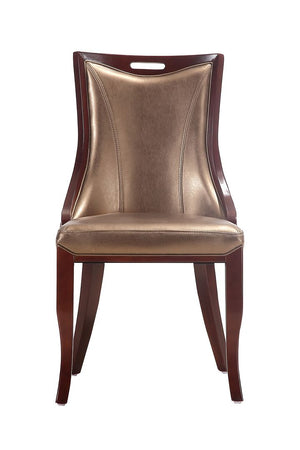 Manhattan Comfort Emperor Traditional Dining Chairs - Set of 2 Bronze and Walnut DC002-BZ
