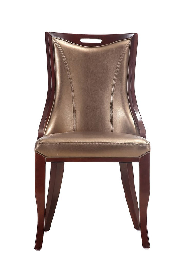 Manhattan Comfort Emperor Traditional Dining Chairs - Set of 2 Bronze and Walnut DC002-BZ