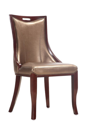 Manhattan Comfort Emperor Traditional Dining Chairs - Set of 2 Bronze and Walnut DC002-BZ