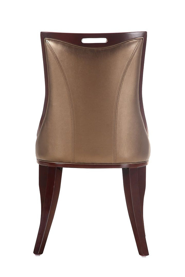 Manhattan Comfort Emperor Traditional Dining Chairs - Set of 2 Bronze and Walnut DC002-BZ