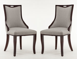 Manhattan Comfort Emperor Traditional Dining Chairs - Set of 2 Grey and Walnut DC002-GY