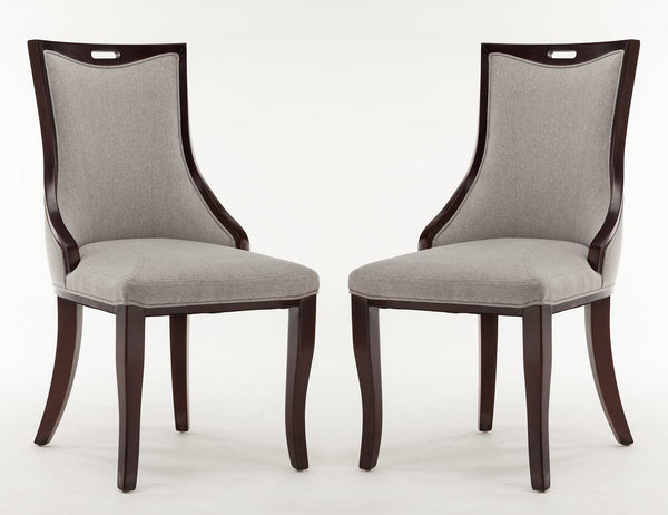 Manhattan Comfort Emperor Traditional Dining Chairs - Set of 2 Grey and Walnut DC002-GY