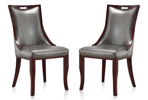 Manhattan Comfort Emperor Traditional Dining Chairs - Set of 2 Silver and Walnut DC002-SV