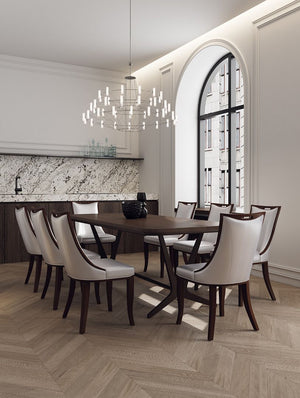 Manhattan Comfort Emperor Traditional Dining Chairs - Set of 2 Silver and Walnut DC002-SV