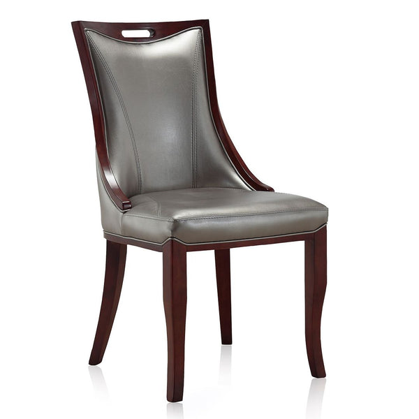 Manhattan Comfort Emperor Traditional Dining Chairs - Set of 2 Silver and Walnut DC002-SV
