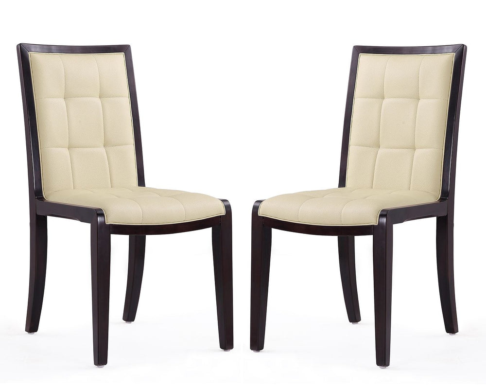 Manhattan Comfort Executor Traditional Dining Chairs - Set of 2 Cream and Walnut DC003-CR
