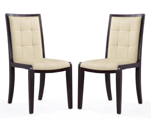 Manhattan Comfort Executor Traditional Dining Chairs - Set of 2 Cream and Walnut DC003-CR