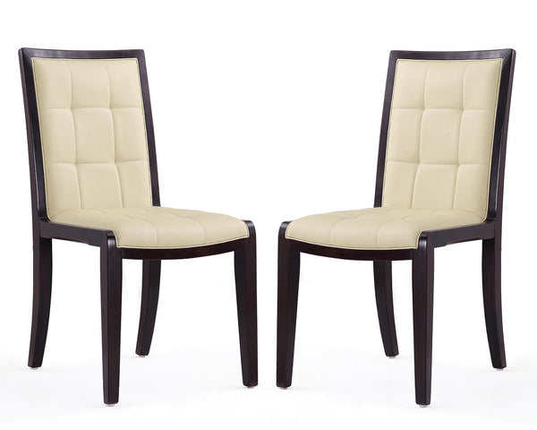 Manhattan Comfort Executor Traditional Dining Chairs - Set of 2 Cream and Walnut DC003-CR
