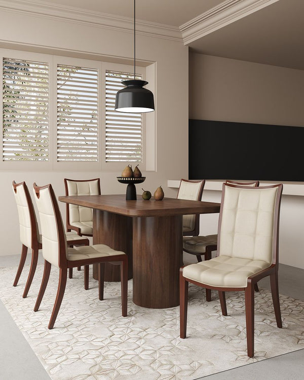 Manhattan Comfort Executor Traditional Dining Chairs - Set of 2 Cream and Walnut DC003-CR