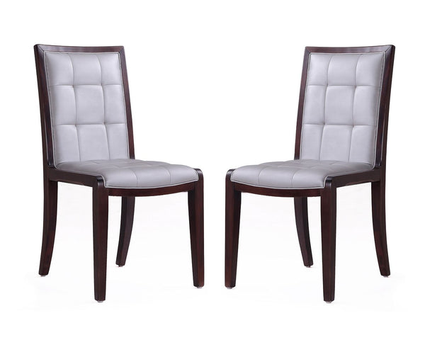 Manhattan Comfort Executor Traditional Dining Chairs - Set of 2 Silver and Walnut DC003-SV