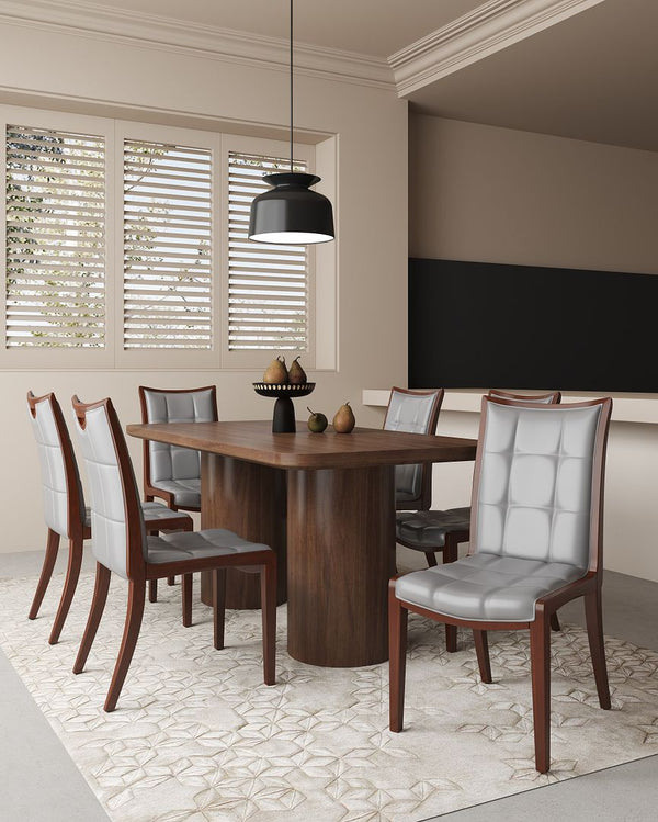 Manhattan Comfort Executor Traditional Dining Chairs - Set of 2 Silver and Walnut DC003-SV