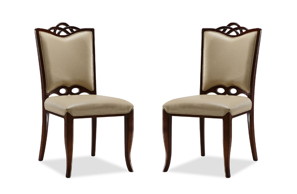 Manhattan Comfort Regent Traditional Dining Chairs - Set of 2 Cream and Walnut DC005-CR