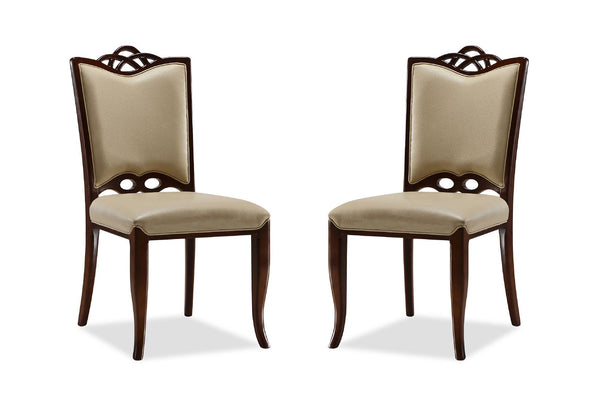 Manhattan Comfort Regent Traditional Dining Chairs - Set of 2 Cream and Walnut DC005-CR