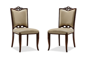 Manhattan Comfort Regent Traditional Dining Chairs - Set of 2 Cream and Walnut DC005-CR