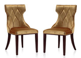 Manhattan Comfort Reine Traditional Dining Chairs - Set of 2 Antique Gold and Walnut DC007-AG