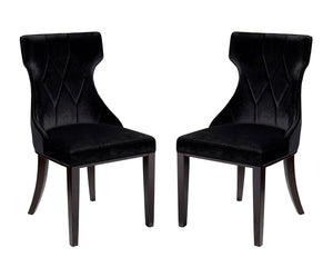 Manhattan Comfort Reine Traditional Dining Chairs - Set of 2 Black and Walnut DC007-BK