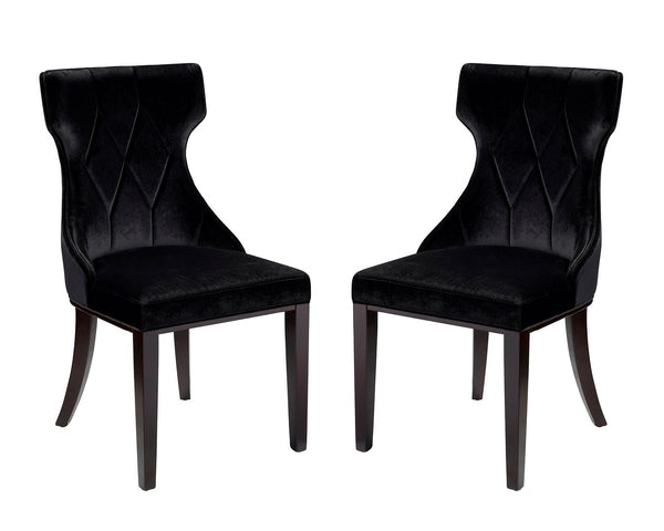 Manhattan Comfort Reine Traditional Dining Chairs - Set of 2 Black and Walnut DC007-BK