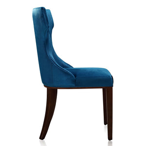 Manhattan Comfort Reine Traditional Dining Chairs - Set of 2 Cobalt Blue and Walnut DC007-CB