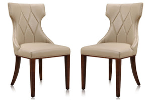 Manhattan Comfort Reine Traditional Dining Chairs - Set of 2 Cream and Walnut DC007-CR