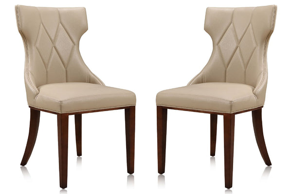 Manhattan Comfort Reine Traditional Dining Chairs - Set of 2 Cream and Walnut DC007-CR