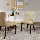 Manhattan Comfort Reine Traditional Dining Chairs - Set of 2 Cream and Walnut DC007-CR