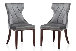 Manhattan Comfort Reine Traditional Dining Chairs - Set of 2 Grey and Walnut DC007-GY