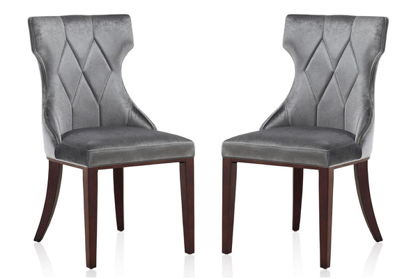 Manhattan Comfort Reine Traditional Dining Chairs - Set of 2 Grey and Walnut DC007-GY