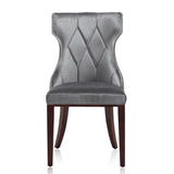 Manhattan Comfort Reine Traditional Dining Chairs - Set of 2 Grey and Walnut DC007-GY