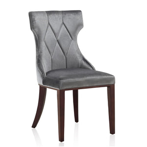 Manhattan Comfort Reine Traditional Dining Chairs - Set of 2 Grey and Walnut DC007-GY