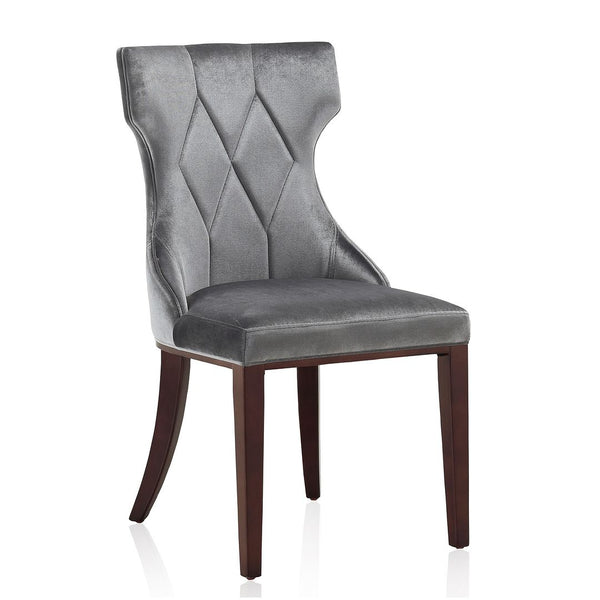 Manhattan Comfort Reine Traditional Dining Chairs - Set of 2 Grey and Walnut DC007-GY
