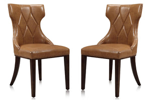 Manhattan Comfort Reine Traditional Dining Chairs - Set of 2 Saddle and Walnut DC007-SA