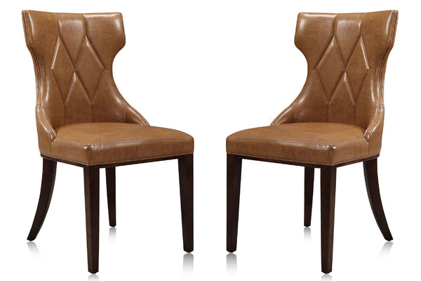 Manhattan Comfort Reine Traditional Dining Chairs - Set of 2 Saddle and Walnut DC007-SA