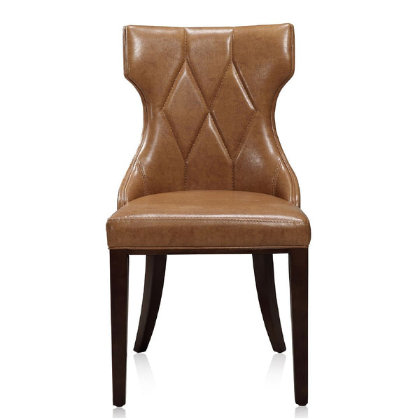 Manhattan Comfort Reine Traditional Dining Chairs - Set of 2 Saddle and Walnut DC007-SA