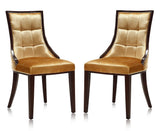 Manhattan Comfort Fifth Avenue Traditional Dining Chairs - Set of 2 Antique Gold and Walnut DC008-AG