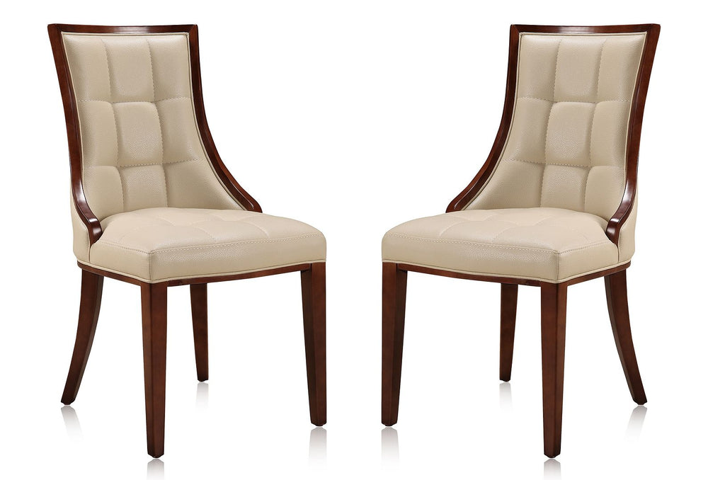 Manhattan Comfort Fifth Avenue Traditional Dining Chairs - Set of 2 Cream and Walnut DC008-CR