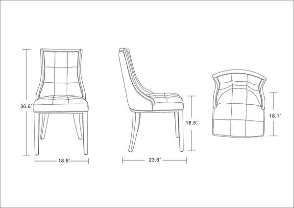 Manhattan Comfort Fifth Avenue Traditional Dining Chair - Set of 2 Grey DC008-GY