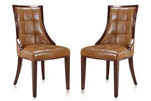 Manhattan Comfort Fifth Avenue Traditional Dining Chairs - Set of 2 Saddle and Walnut DC008-SA