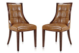 Manhattan Comfort Fifth Avenue Traditional Dining Chairs - Set of 2 Saddle and Walnut DC008-SA