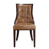 Manhattan Comfort Fifth Avenue Traditional Dining Chairs - Set of 2 Saddle and Walnut DC008-SA