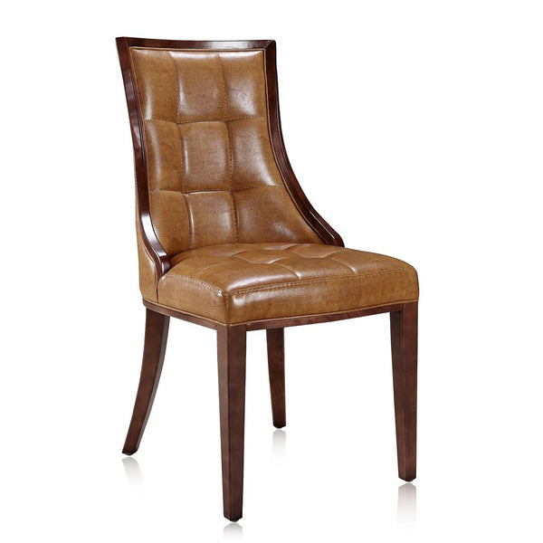 Manhattan Comfort Fifth Avenue Traditional Dining Chairs - Set of 2 Saddle and Walnut DC008-SA