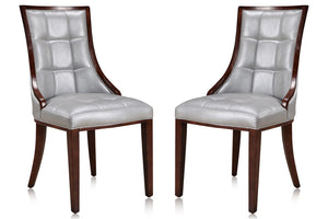 Manhattan Comfort Fifth Avenue Traditional Dining Chairs - Set of 2 Silver and Walnut DC008-SV