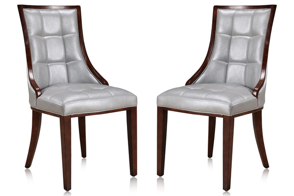 Manhattan Comfort Fifth Avenue Traditional Dining Chairs - Set of 2 Silver and Walnut DC008-SV