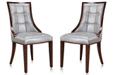 Manhattan Comfort Fifth Avenue Traditional Dining Chairs - Set of 2 Silver and Walnut DC008-SV