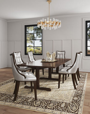 Manhattan Comfort Fifth Avenue Traditional Dining Chairs - Set of 2 Silver and Walnut DC008-SV