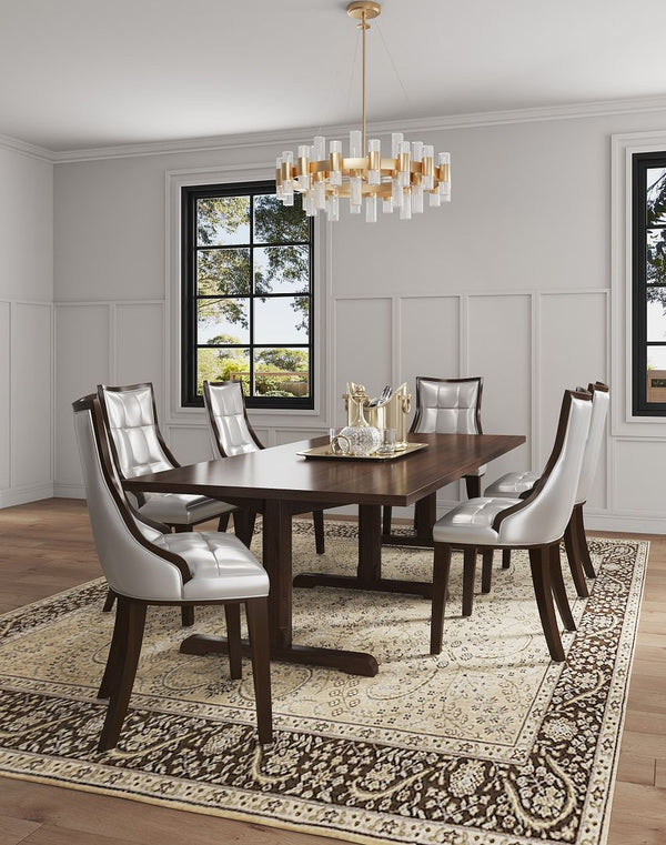 Manhattan Comfort Fifth Avenue Traditional Dining Chairs - Set of 2 Silver and Walnut DC008-SV